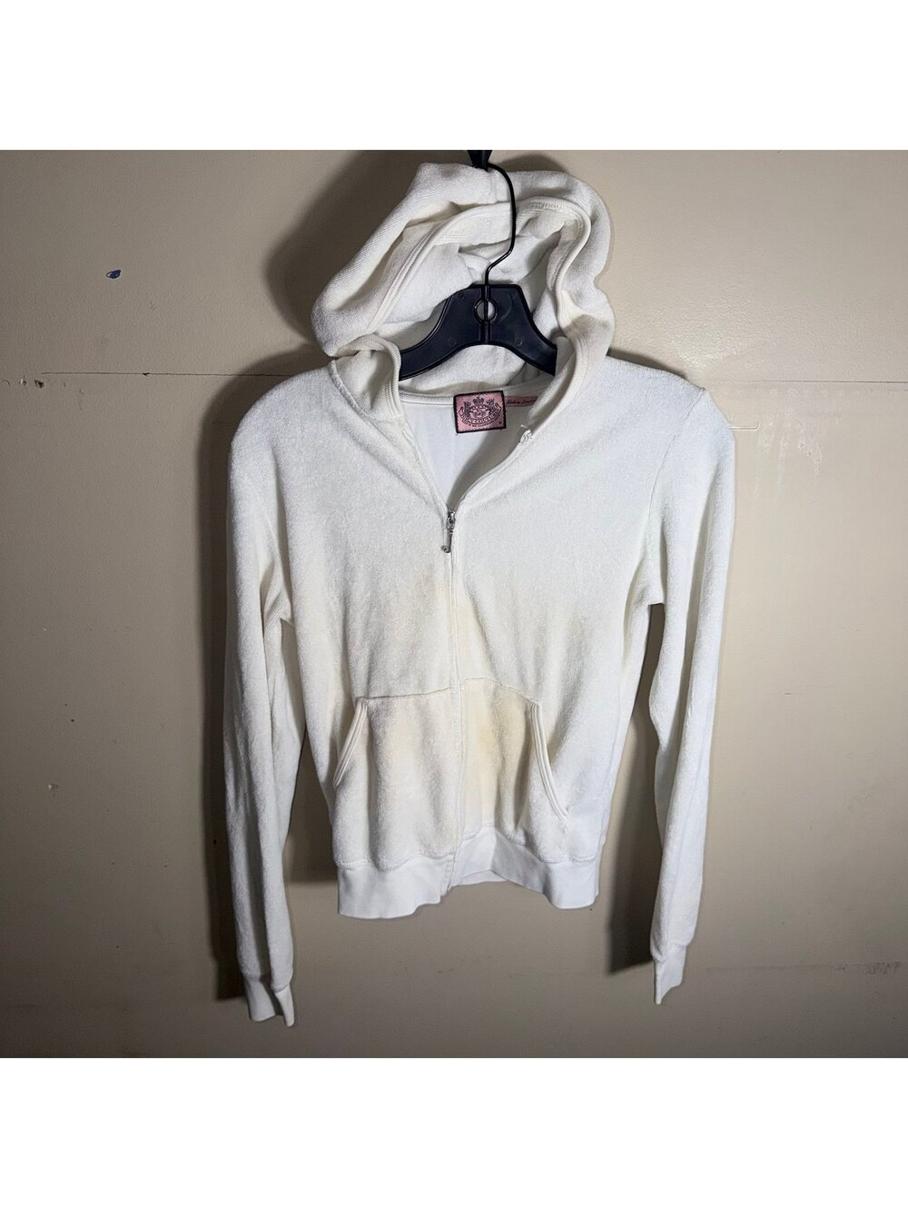 Juicy Couture White Terry Cloth Towel Zip-Up Jacket Wmns MD Vtg y2k 90s Rare